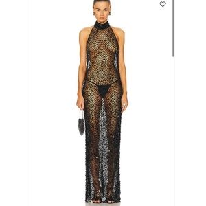 Lapointe Black NET MESH SEQUIN GOWN Size 0